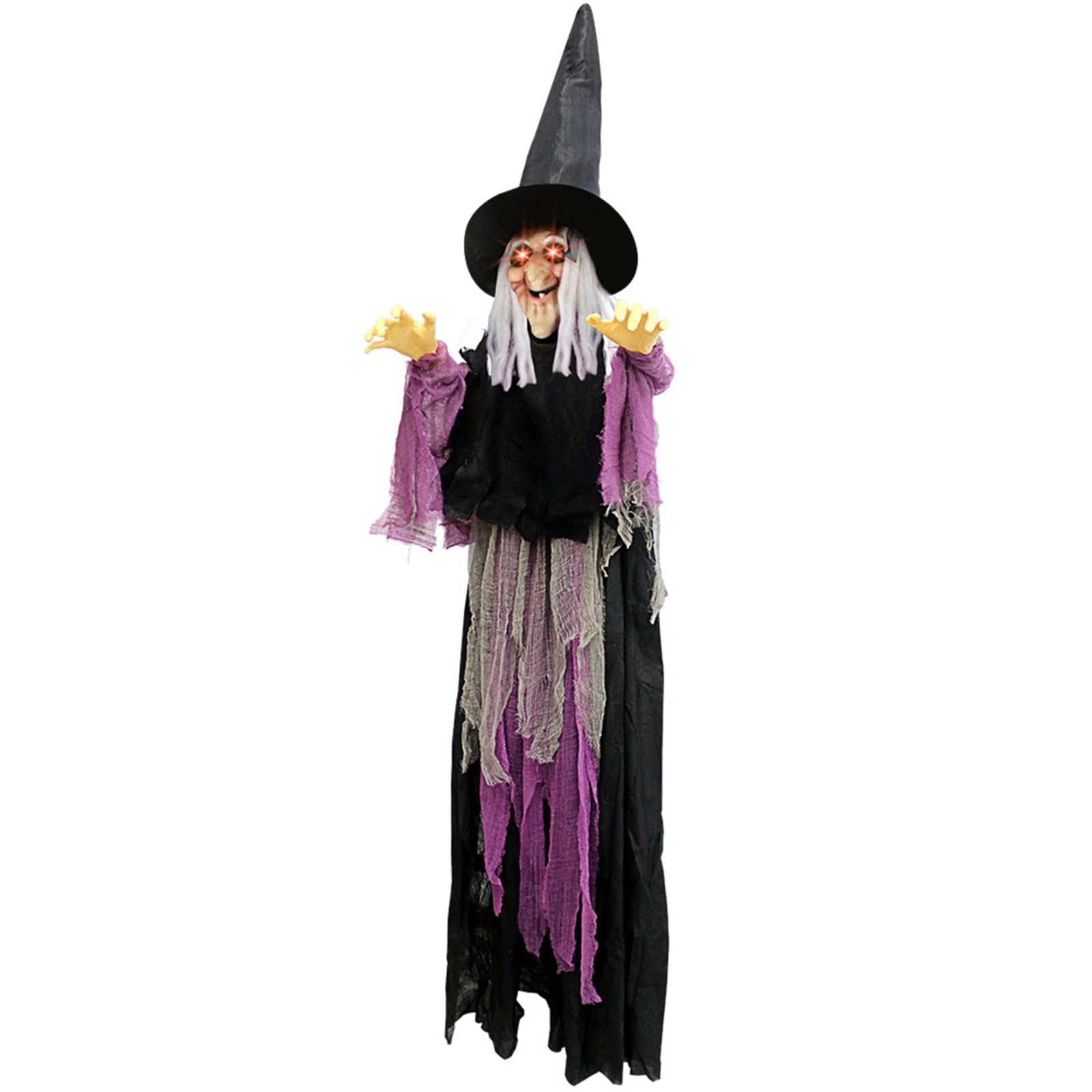 Decoración De Brujas De Halloween,180cm,Muñeca Bruja con Sensor De Movimiento Y Ojos LED Parpadeantes,Decoración Terrorífica para Exteriores De Vac Ciones para Que Proyectan Una Inquieta
