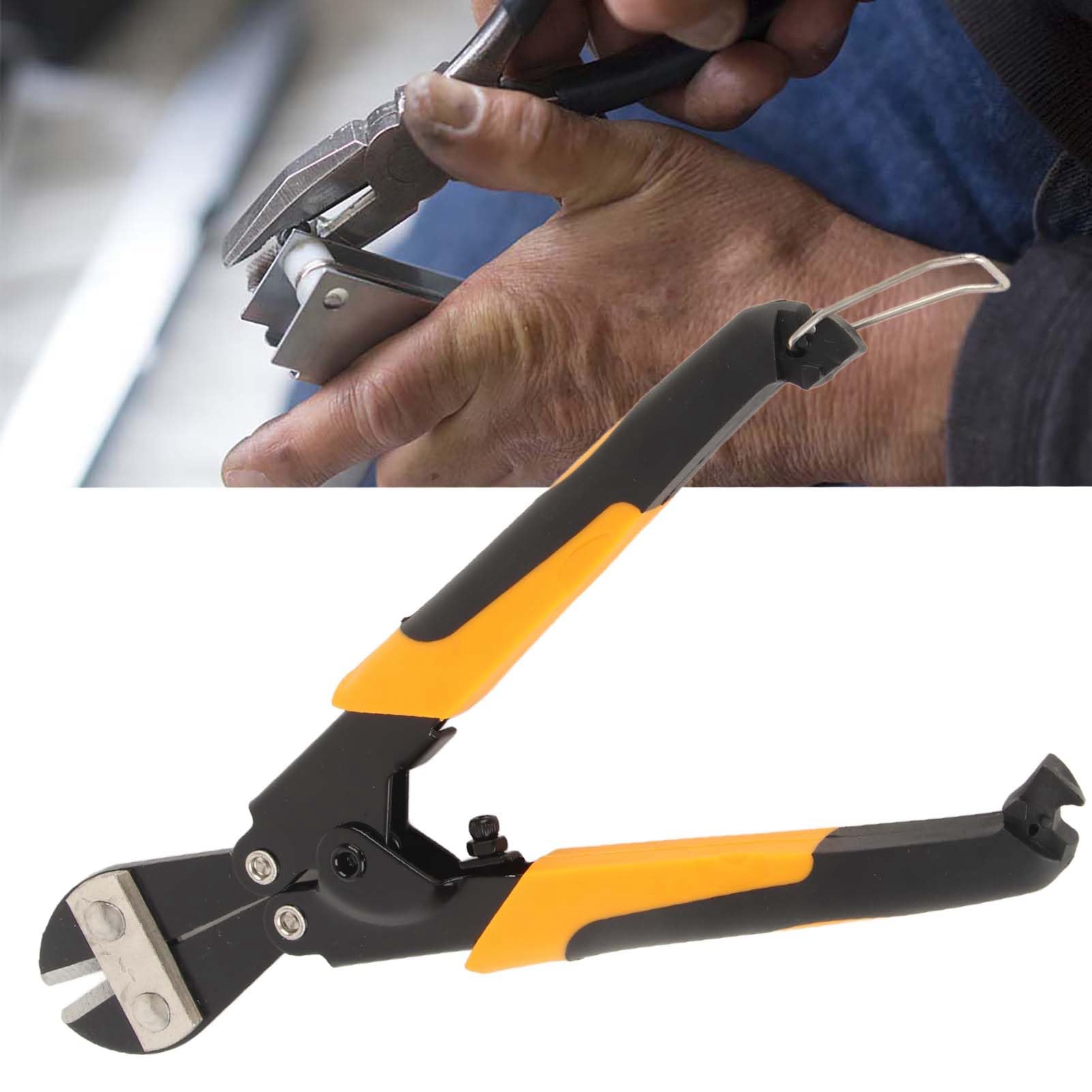 Akozon 8 Inch Mini Bolt & Wire Cable Cutter Pliers - Heavy Duty Steel Cutter Shear Cutting Tool – Ideal for Bolts, Chains and Threaded Rods – Ergonomic, AntiSlip Design.