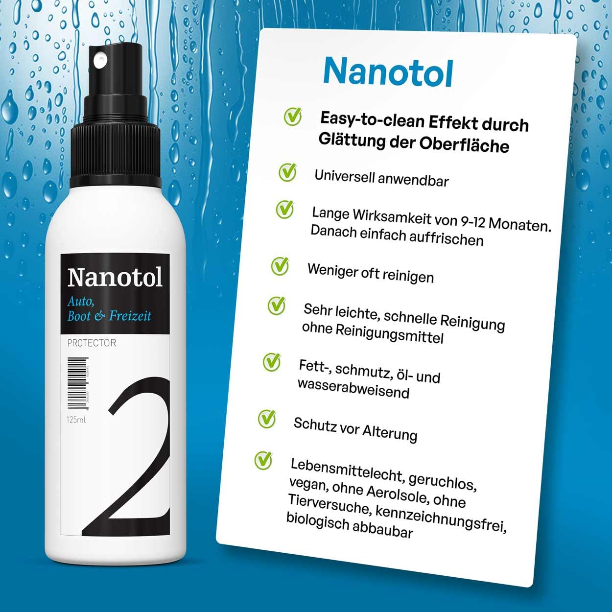 Nanotol Auto, Boot + Freizeit Set | Autopflege-Set mit Nanoversiegelung für Lack, GFK, Felgen | Set für 160 m² | für Wohnwagen, Boot, mehrere Fahrzeuge | inkl. Grundreiniger + Versiegelung