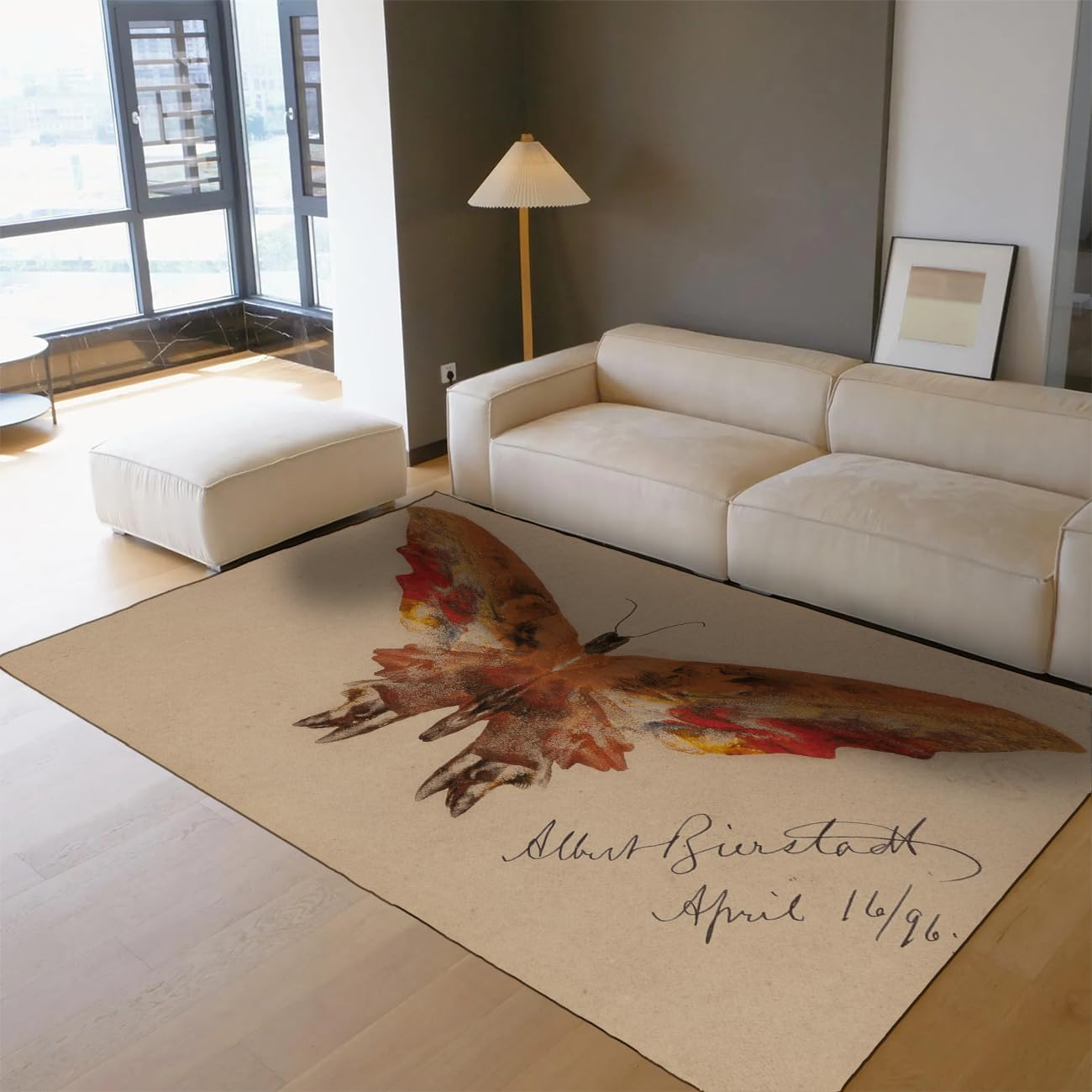 Carpette zone lavable et antidérapante à motif classique papillon