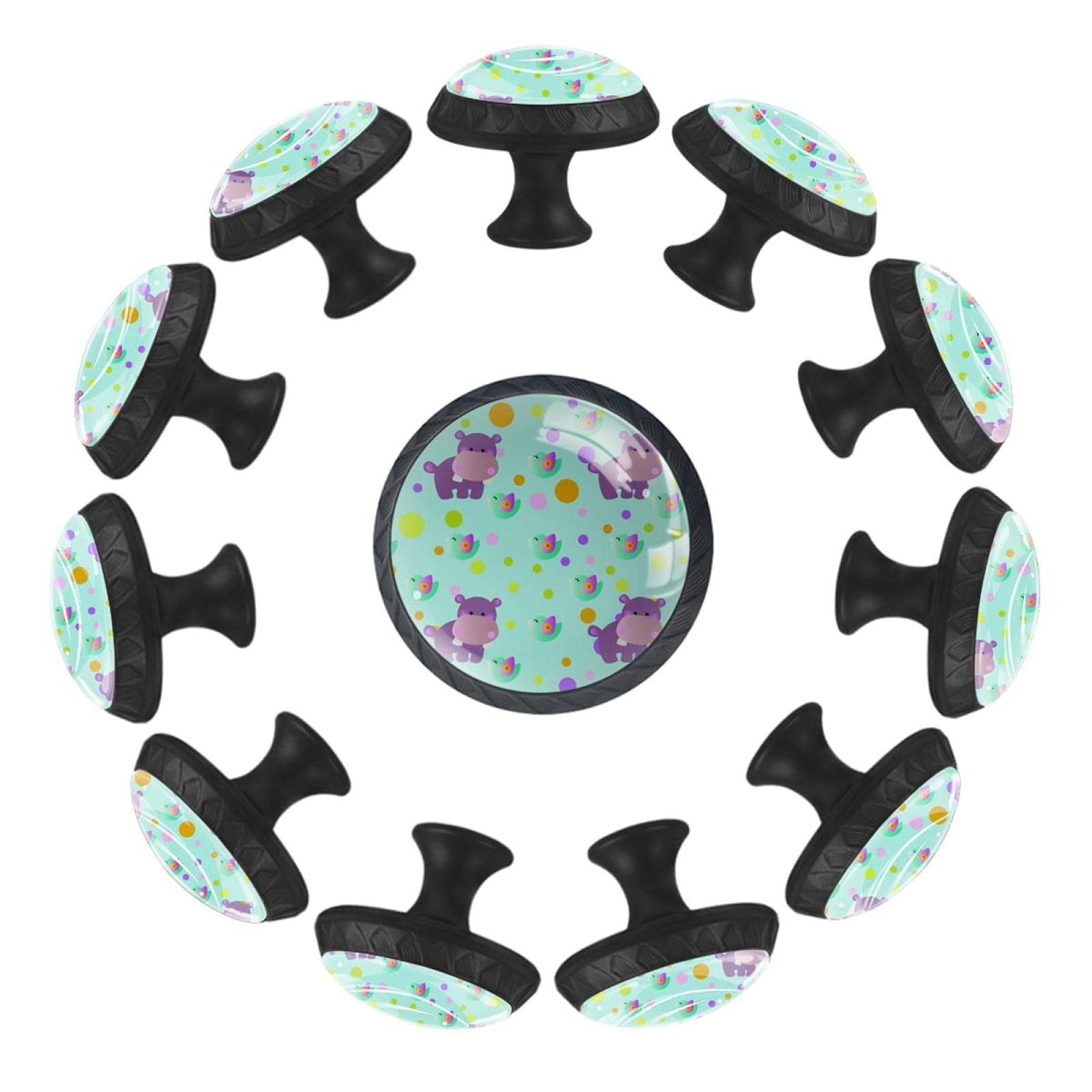 Boutons de tiroir ronds 35 mm hippocampes oiseaux pour commode et crèche