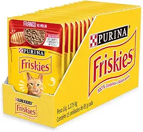 Pack Nestlé Purina Friskies Ração Úmida Para Gatos Adultos Frango Ao Molho - Com 15 Sachês 85g