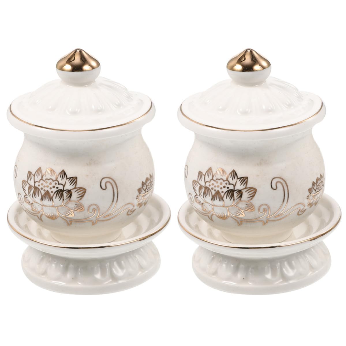 Tasses céramique blanche lotus pour éviter les impuretés dans l'eau bénite des rituels