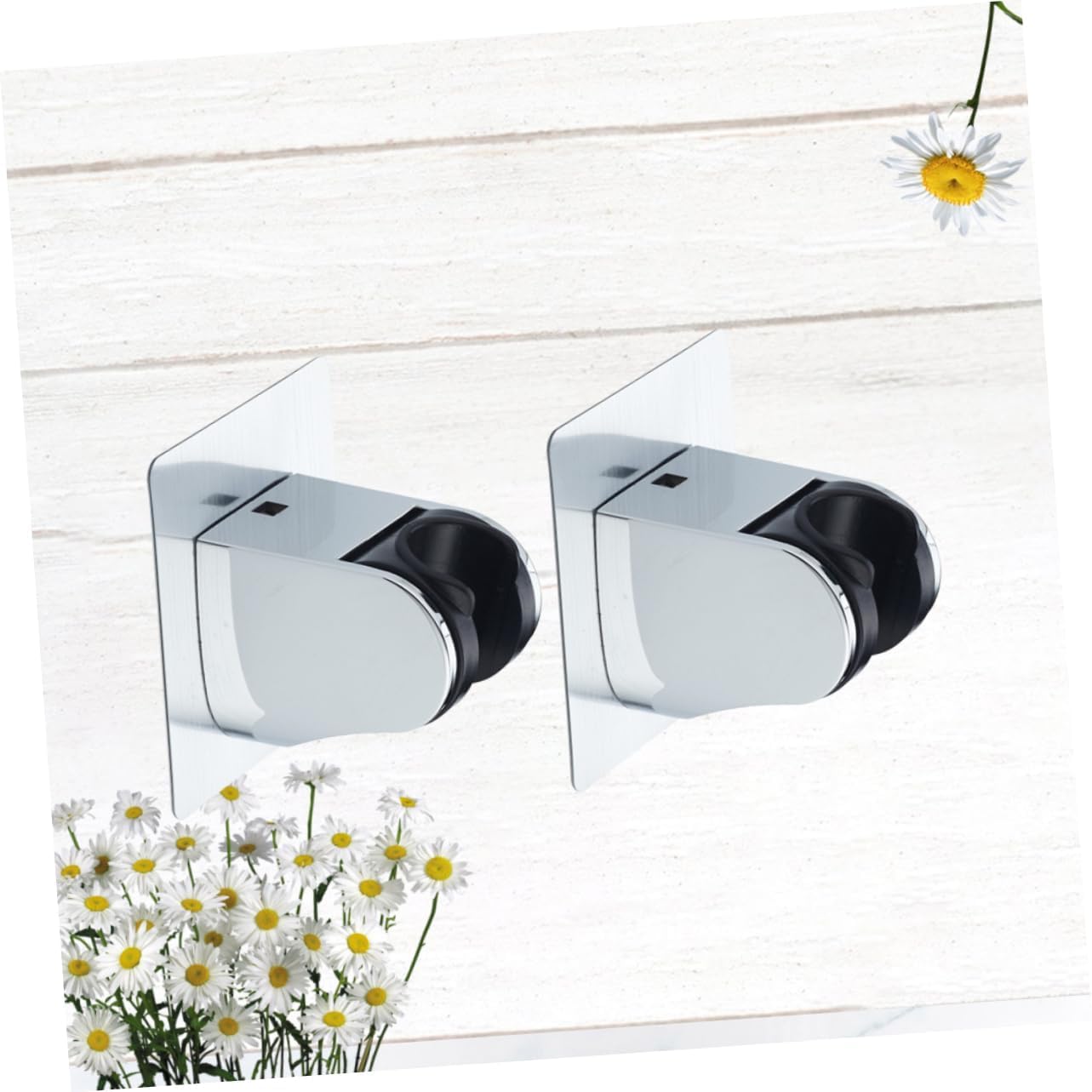 Adjustable Shower Head Holder 2pcs Hose Wall Mount Bracket Kickstand Sprayer Nozzle