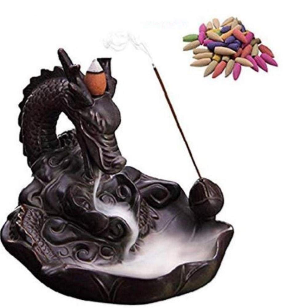 Backflow Incense Burner Home Dragon Backflow Incense Burner with 10 Pcs Backflow Incense Burner- Aromatherapy Ornament Home Decor