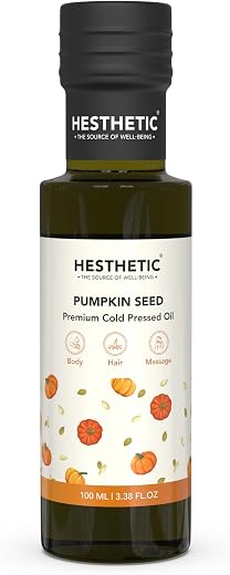 HESTHETIC Cold Pressed Pumpkin Seed Oil 100ml for Hair, Scalp &amp; Skin | Unrefined Virgin Beauty Oil Rich in Zinc &amp; Plant Om...