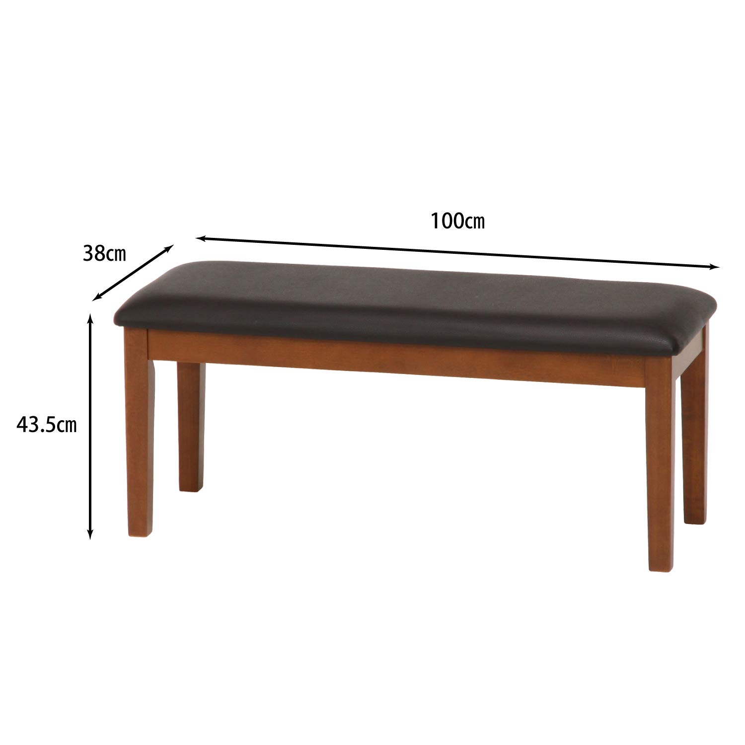 不二貿易 ダイニングベンチ 2人掛け 幅100cm ミディアムブラウン 天然