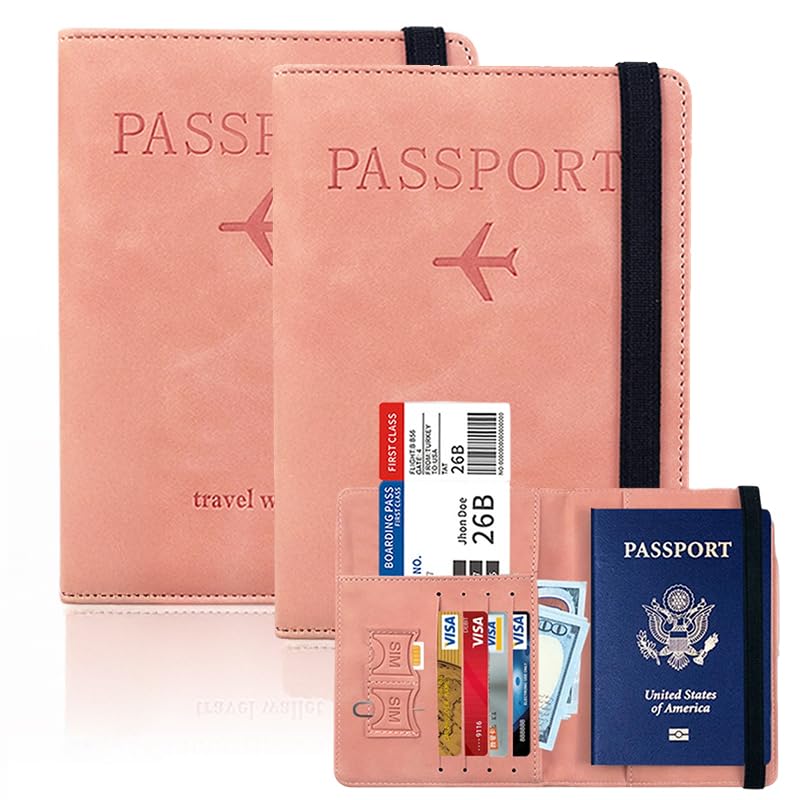 Consejos para Comprar Fundas para Mujer - 5 favoritos. 45 2 Pack Pasaporte Funda, para Pasaporte con Bloqueo RFID, Tarjeta de Visita Bolsa de Almacenamiento de Documentos de Viaje, Hombres y Mujeres (Rosa)