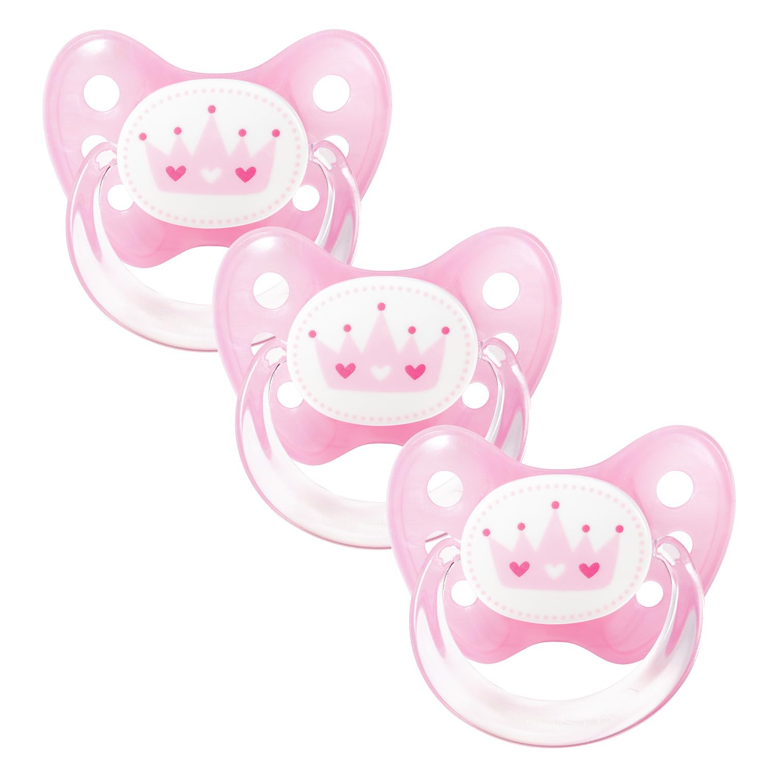 Dentistar Set de 3 Tétines Orthodontiques en Silicone – Taille 1, 0-6 mois – La sucette nouveau-né évite le désalignement des dents – Fabriqué en Allemagne – Sans BPA – Coeur, Rose - 3