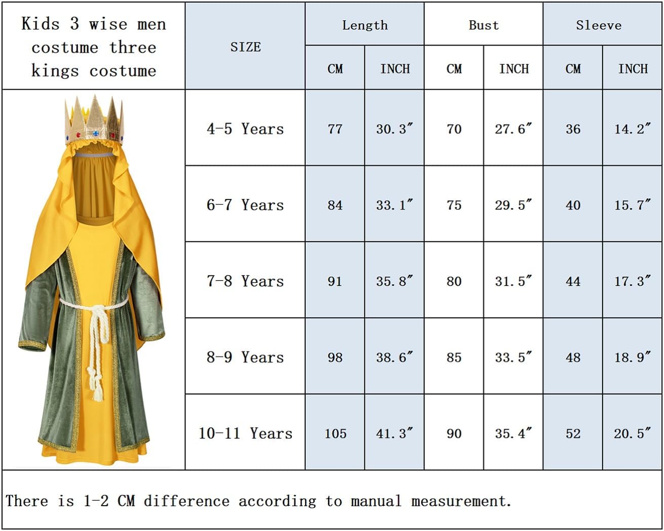TOKYO REVENGERS Kids 3 Wise Men Robe Biblical Nativity Outfit Three Kings Costume For Boys Accessories Set