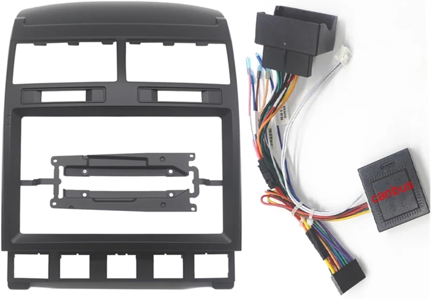 9 Inch Car Radio Fascia Compatible for VW Touareg 2002-2010 Auto Stereo Audio Player DVD Panel Dash Kit Frame Bezel Faceplate(Fascia Cable canbus)