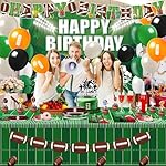 Football Party Decorations & Supplies Kit- All-in-One Football Birthday Decor with Premium Plates, Touchdown Tablecloth, Backdrop, Banner & Superbowl Party Accessories for 10 Guests - Image 4