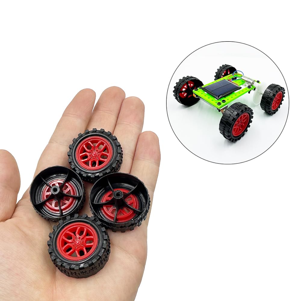 BESPORTBLE Set De 20 Ruedas De Plástico Para Coches De Juguete - 10 Blancas Y 10 Negras - Ideales Para Manualidades Y Bricolaje (4.4 Cm)