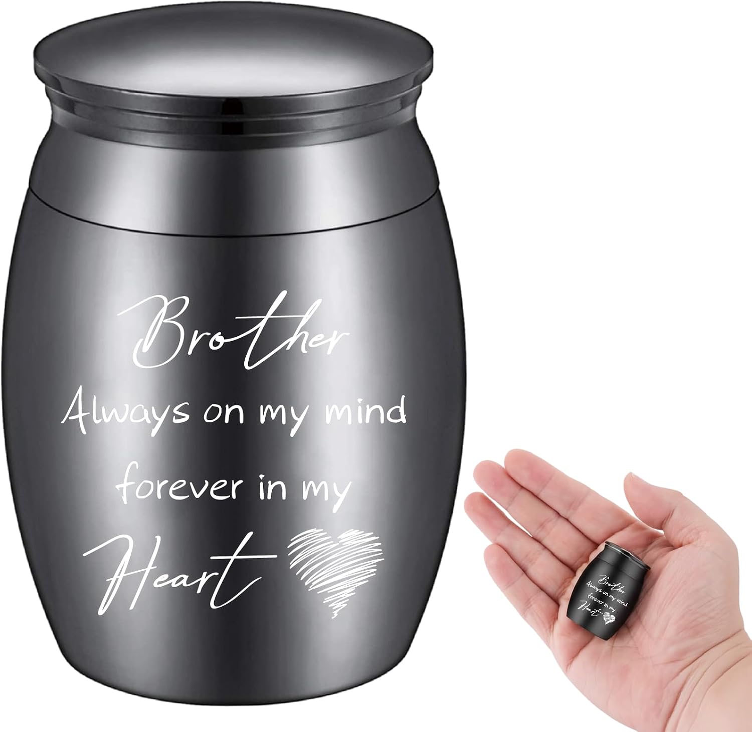 CREATCABIN Grandmother Urn Silver Mini Urns Metal Alloy The Love Between a Grandmother Grandson is Forever Human Keepsake Memorial Cremation Ashes Holder Container for Funeral Burial Female 1.6 x 1.2