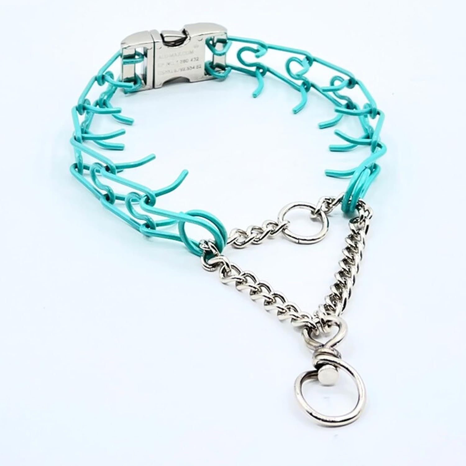 Buckle 2.25mm Stainless Dog Training Collar for Large Breeds | 16” Prong Collar for Dogs 26lbs & Up | No-Pull Collar | Behavior Aid | Seafoam Green