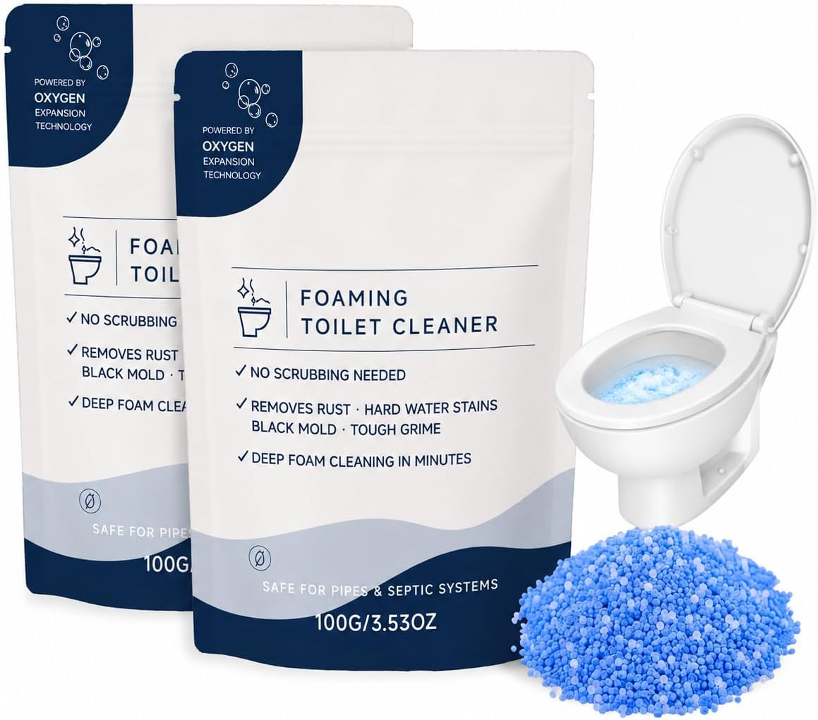 Restorabowl Foaming Toilet Cleaner Powder, Toilet Bowl Cleaner & Stain Remover, No Scrubbing Required Deep Cleaning Foam, Removes Hard Water Stains Tough Grime, Fast Dissolving Formula.(2pcs) Restorabowl Foaming Toilet Cleaner Powder, Toilet Bowl Cleaner & Stain Remover, No Scrubbing Required Deep Cleaning Foam, Removes Hard Water Stains Tough Grime, Fast Dissolving Formula.(2pcs)
