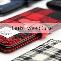 Vista 3 de Design Funda para iPhone XR Funda con tapa de cuero genuino Harris Tweed Diary White X Black iPhone Cover Wireless Charging Compatible