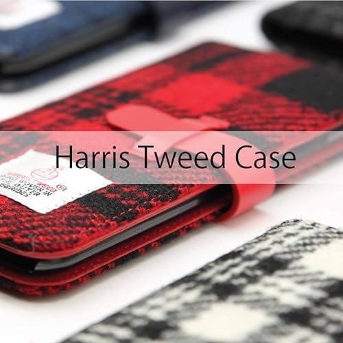 Miniatura 3 de Design Funda para iPhone XR Funda con tapa de cuero genuino Harris Tweed Diary White X Black iPhone Cover Wireless Charging Compatible Producto de