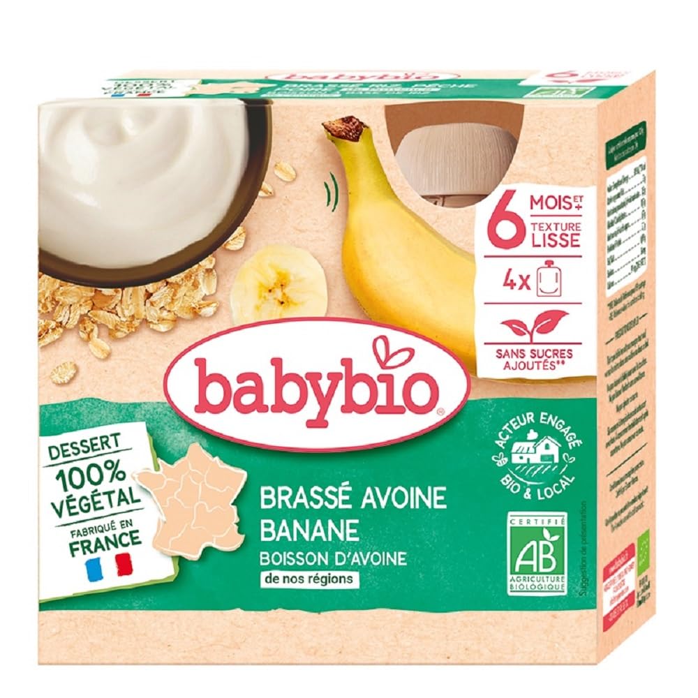 Babybio brassé avoine banane dès 6 mois 4 gourdes x 85g