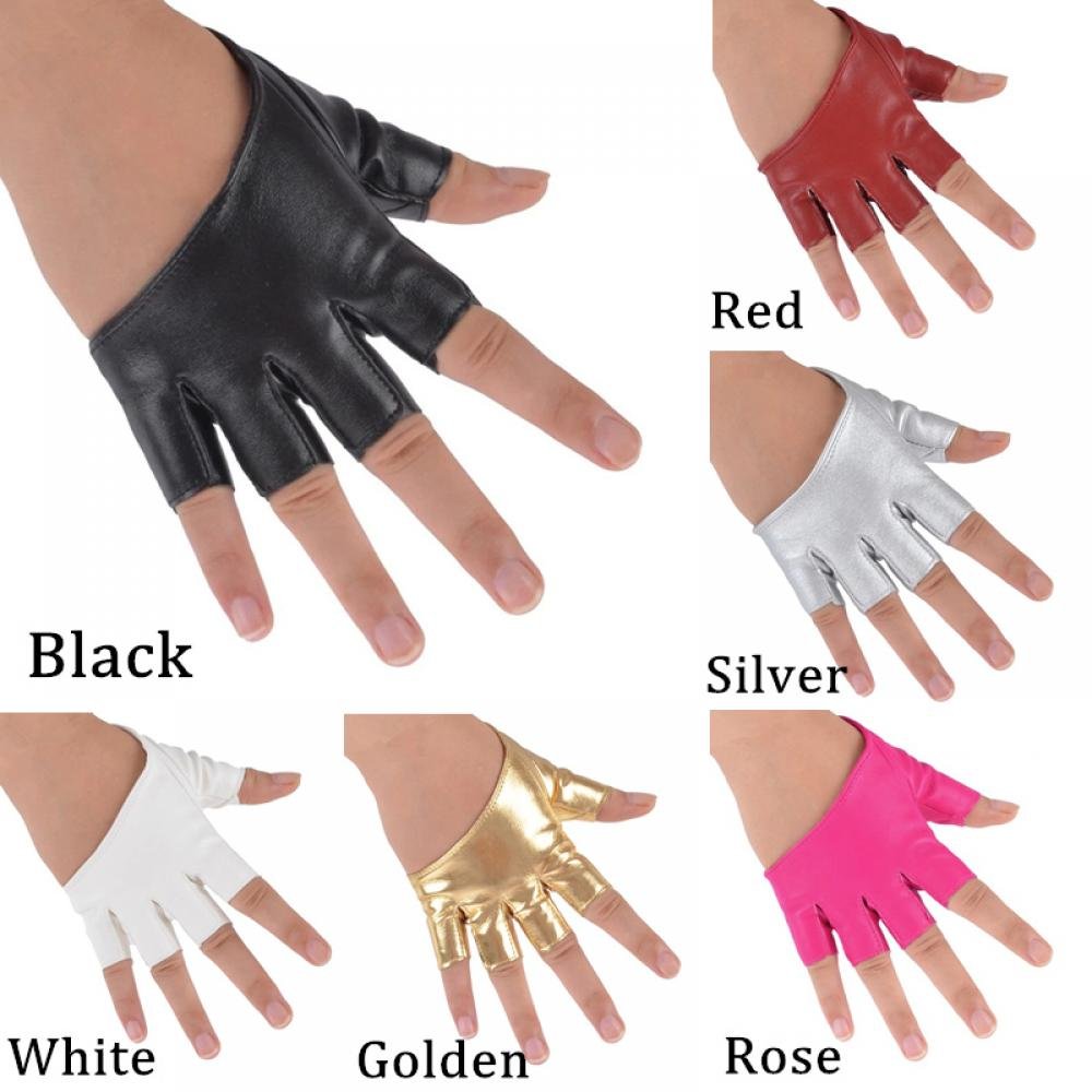 Guantes de Invierno 1 par de Guantes de Cuero de PU sin Dedos de Medio Dedo a la Moda para Mujeres y Hombres