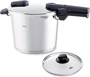 Fissler vitaquick/Pressure Cooker Set, (6.4 Quart), with Glass Lid, Stainless Steel, Cookware, Compatible with Induction, Gas, Electric Stovetops, Dishwasher Safe