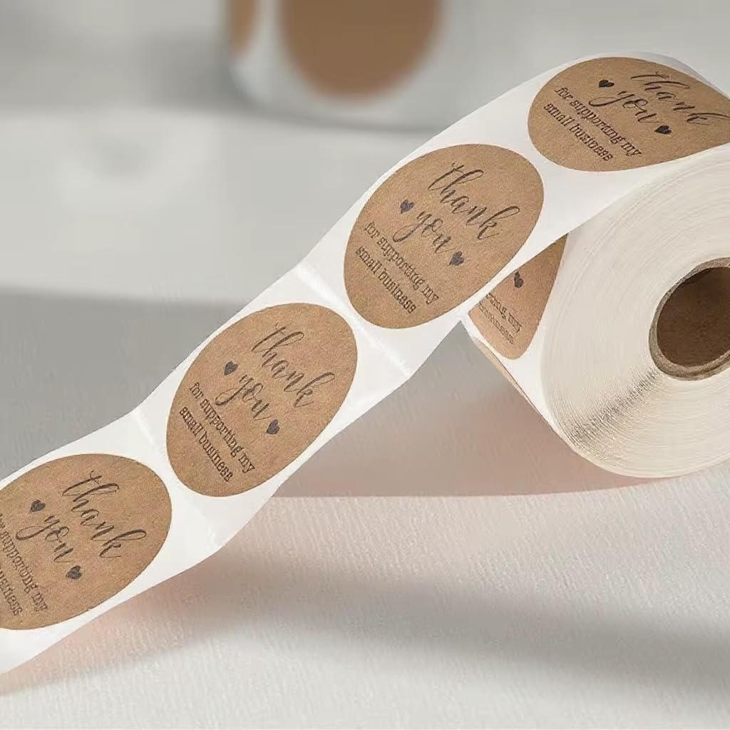 Eco Kraft Thank You Stickers – 1” Round, 500 Labels with Rustic Eco-Friendly Design for Small Business Packaging image 5