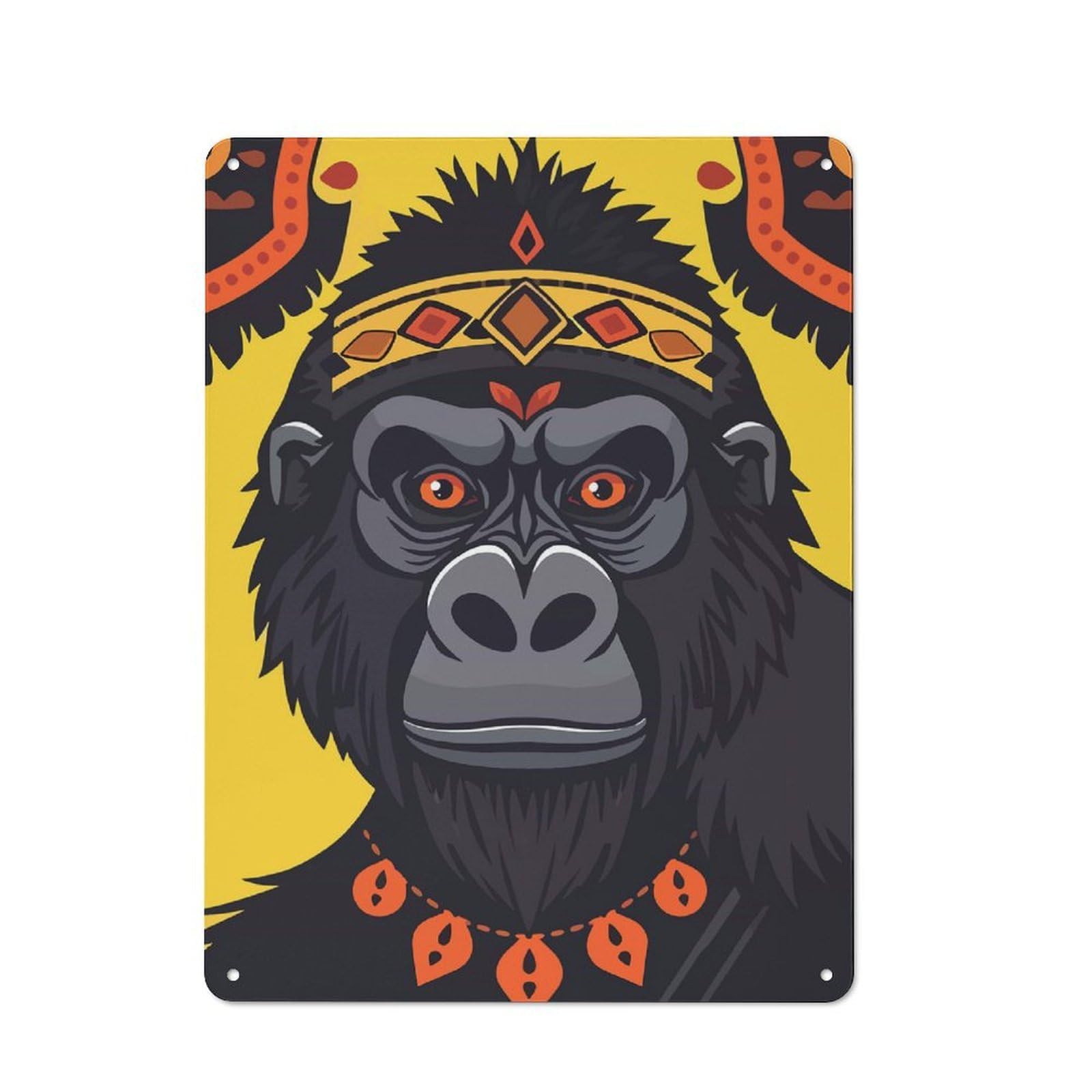 Ornate Gorilla Portrait Vintage Metal Wall Decor 40x30cm, Garage Metal Sign for Workshop, Basement, Shed Or Games Room