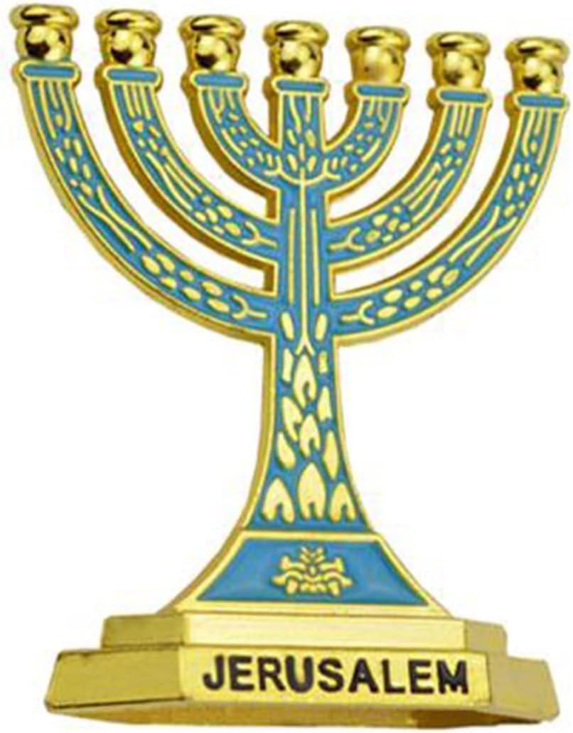 Judaica 7 Branch Israel Menorah Decor Jewish Symbol Menorah for Car Interior Decorations Israel Menorah Tabletop Decoration (2.3 * 2 inches)