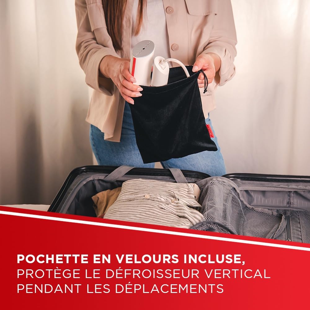 Polti Vaporella GSM50R Défroisseur Vapeur Vertical Compact, Vapeur Puissante 7 Bar, Poignée Ergonomique, Prêt en 30 Sec, Blanc et Rouge