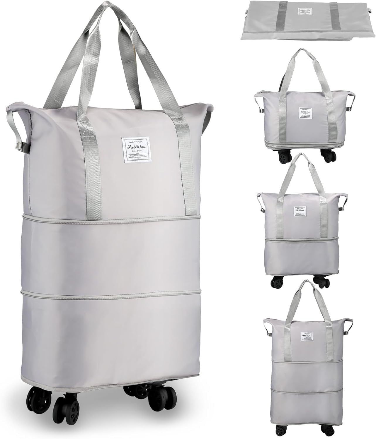 zaylore Foldable Travel Duffel Bag with Wheels | Lightweight Trolley Hand Luggage Bag with Large Capacity & Shoulder Straps | Portable Weekend & Shopping Bag-picture-12