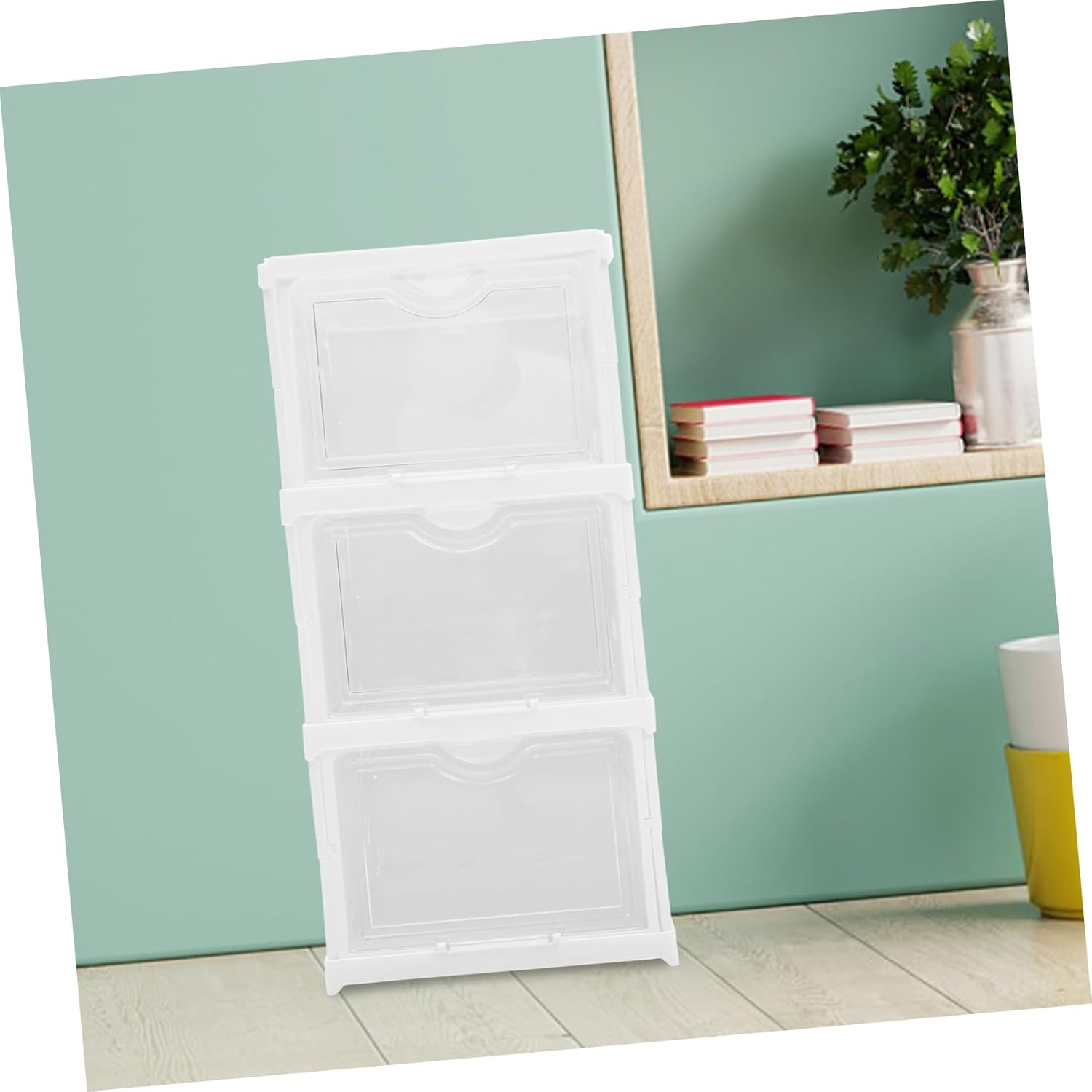 Happyyami Shoe Storage Containers Stackable Shoe Boxes Covers Style Organizer for