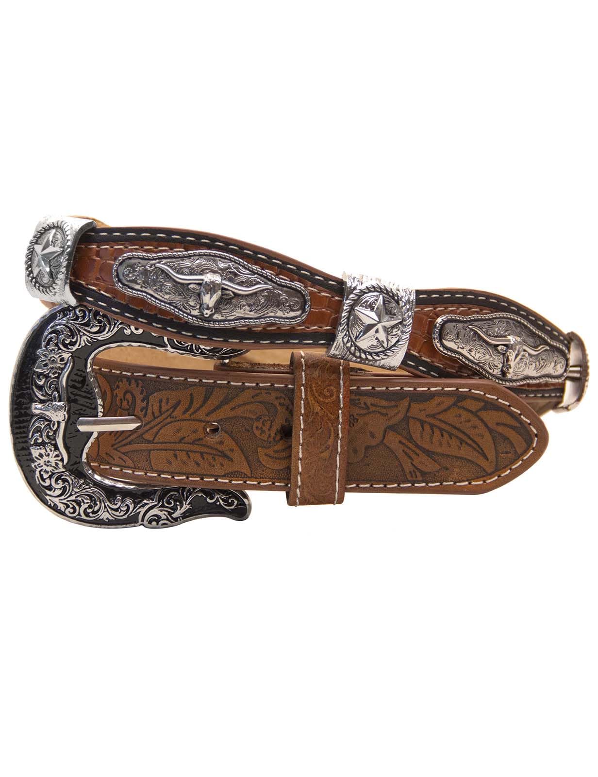TOPACC Cinture in vera pelle occidentale per donna uomo cowboy cowgirl country rodeo fibbia cintura jeans pantaloni abiti, Vera pelle-13, Fit waist: 30-33 in