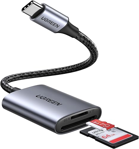 UGREEN Lector de tarjetas SD USB C, lector de tarjetas de memoria micro SD 2 en 1 para TF SD Micro SD SDXC SDHC, lector de tarjetas SD USB tipo C