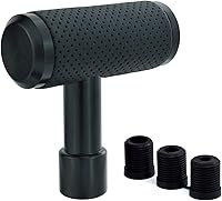 Vista 6 de Pomo de palanca de cambios con mango en T, cubierta de aleación estilo joystick con palanca de cambios de cuero, se adapta a la mayoría de Negro