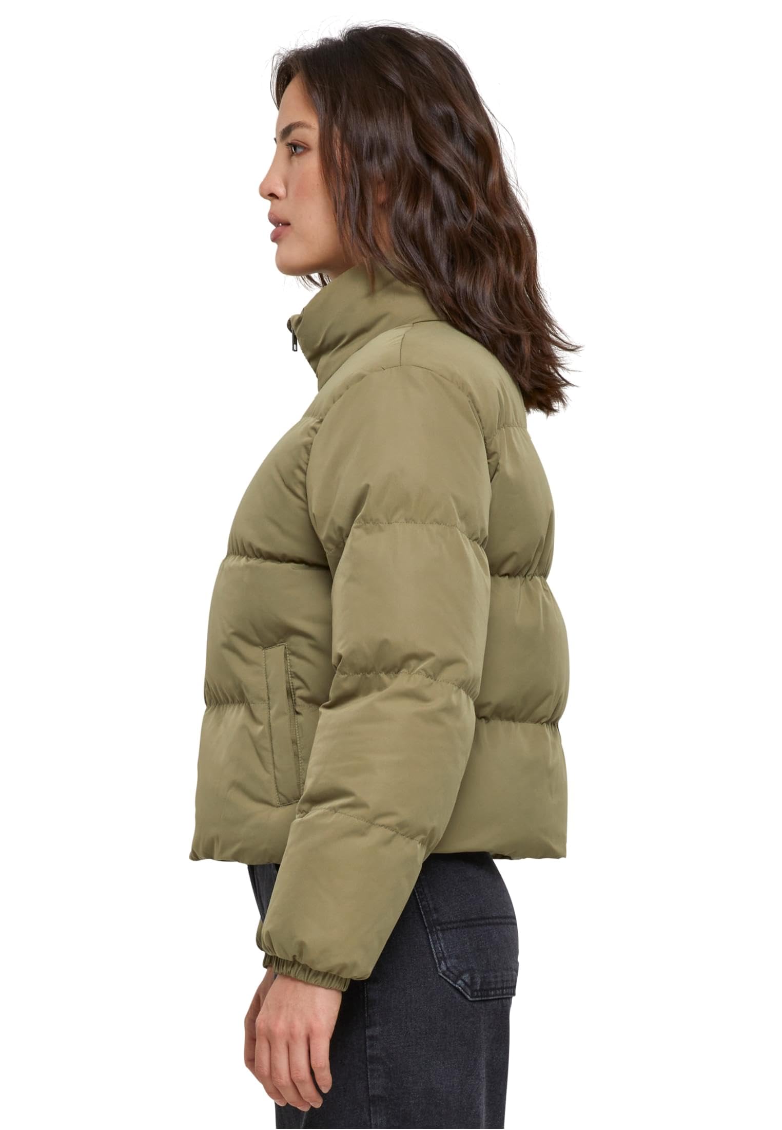 Urban Classics Ladies cropped peached puffer jacket Donna Giacca invernale nero