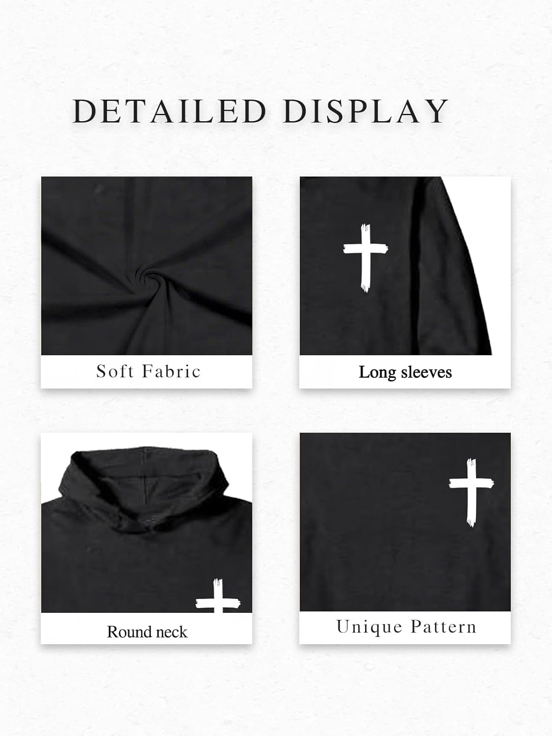 TQUEQRW Christian Sweatshirts for Men Christ Cross Pullover Hoodie Inspirational Faith Graphic Long Sleeve Sweatshirt - Image 4