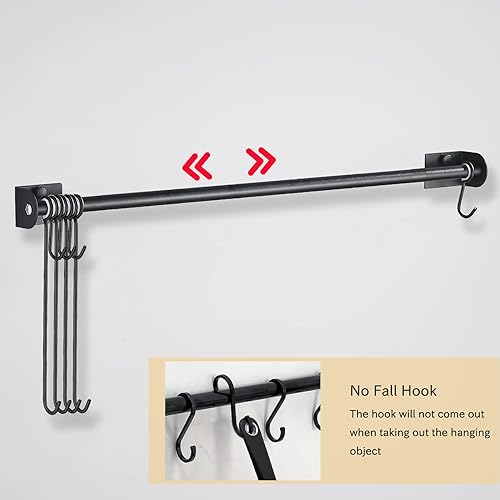 Vista 5 de Soporte para tazas de café montado en la pared, moderno soporte de metal para tazas de té, riel de 15.7 pulgadas con 8 ganchos para utensilios