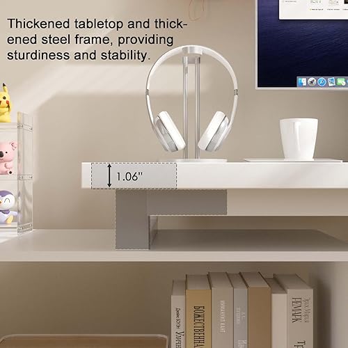 Miniatura 6 de Escritorio en forma de L para computadora de 47 pulgadas, escritorio de oficina en casa con cajones para archivos y estantes de almacenamiento,