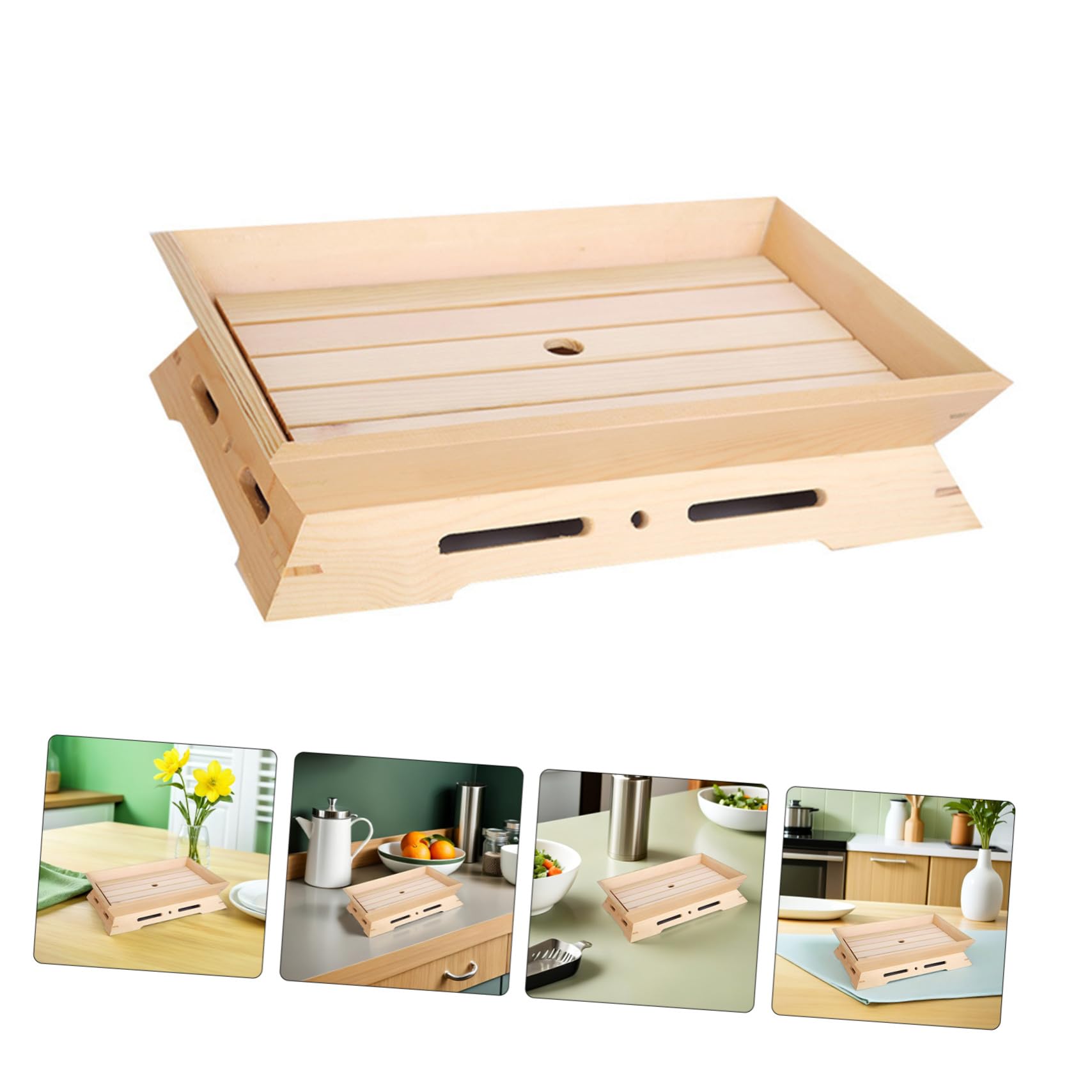 TOYANDONA 2 Piezas Plato de Sushi Japonés de Madera para Servir Sashimi y Aperitivos Bandeja Rectangular Elegante para Presentación de Mariscos y Snacks Casa o Restaurante
