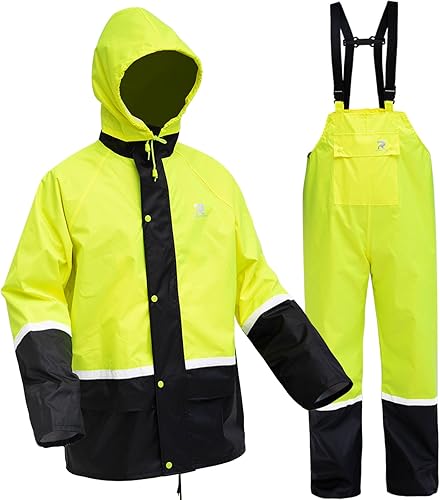 RainRider Trajes de lluvia para hombres y mujeres, impermeables, de alta visibilidad, duradero, Oxford, chaqueta de lluvia con pantalones