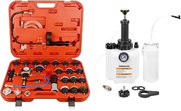 DAYUAN 28pcs Universal Radiator Pressure Tester Kit Bundle 3L Hand Brake Fluid Bleeder Bleeding One Man Tool Kit