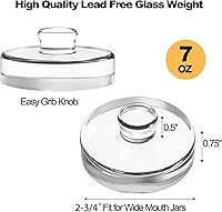 Vista 2 de Jucoan Paquete de 9 pesos de fermentación de vidrio con mango de fácil agarre, pesos de fermentación de vidrio pesado para frascos Mason de boca