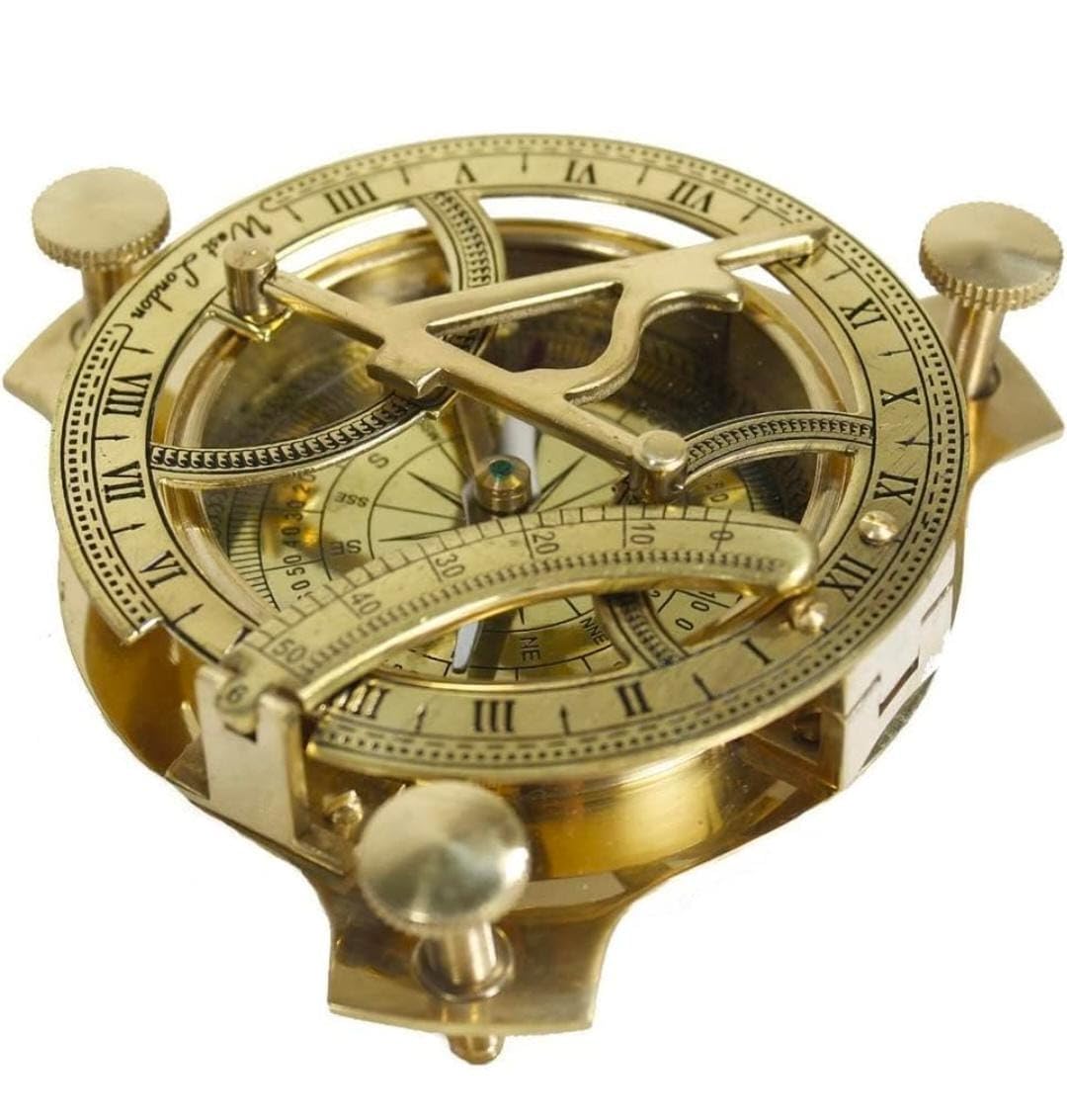The Nautical Hub Brass Sundial Compass Marine Gift Sun Clock Pirate Ship Replica Watch