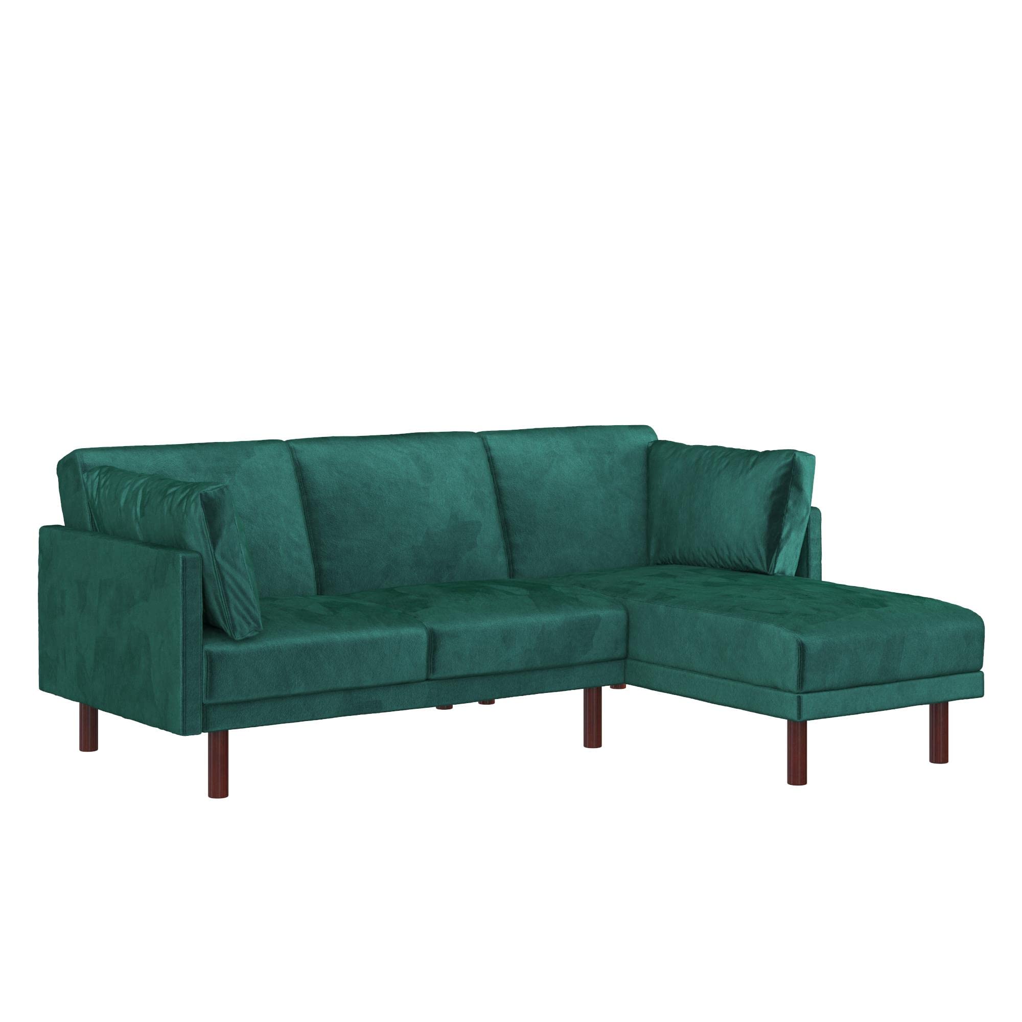 DHP Furniture Clair Sofabed Velvet Green, 156x205x79cm (DxWxH)