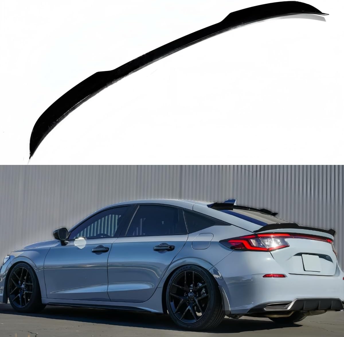 Rear Spoiler Compatible with 2022-2026 Honda Civic Hatchback, Glossy Black Trunk Exterior Duckbill High Kick Tail Deck Lid Wing Lip Splitter Fits EX-L/LX/Sport/Sport Touring