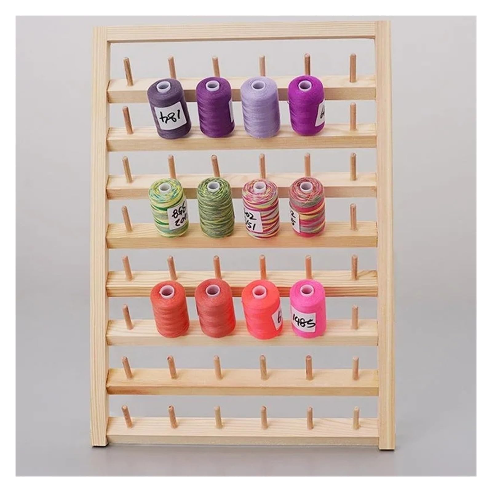 Fadenspulen-Halter 48/54 Spulen Nähgarn Aufbewahrungsbox aus Holz Spule Garnhalter Home Stickerei Klapprahmen Nähständer Organizer in mehreren Größen Für Stickerei, Quilten, Nähen, Haarflechten(54 Spo