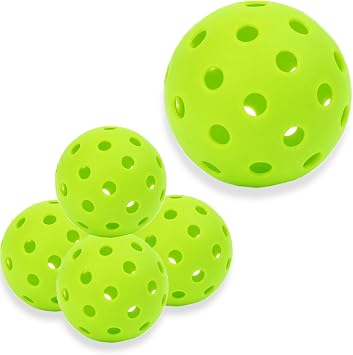 5 PCS Pickleball Balls, Green Pickleball, Pickleball Balls Indoor with 40 Small Precisely Drilled Holes, Durable Pickle Ball for Game Training Sports Outdoor Indoor Accessories