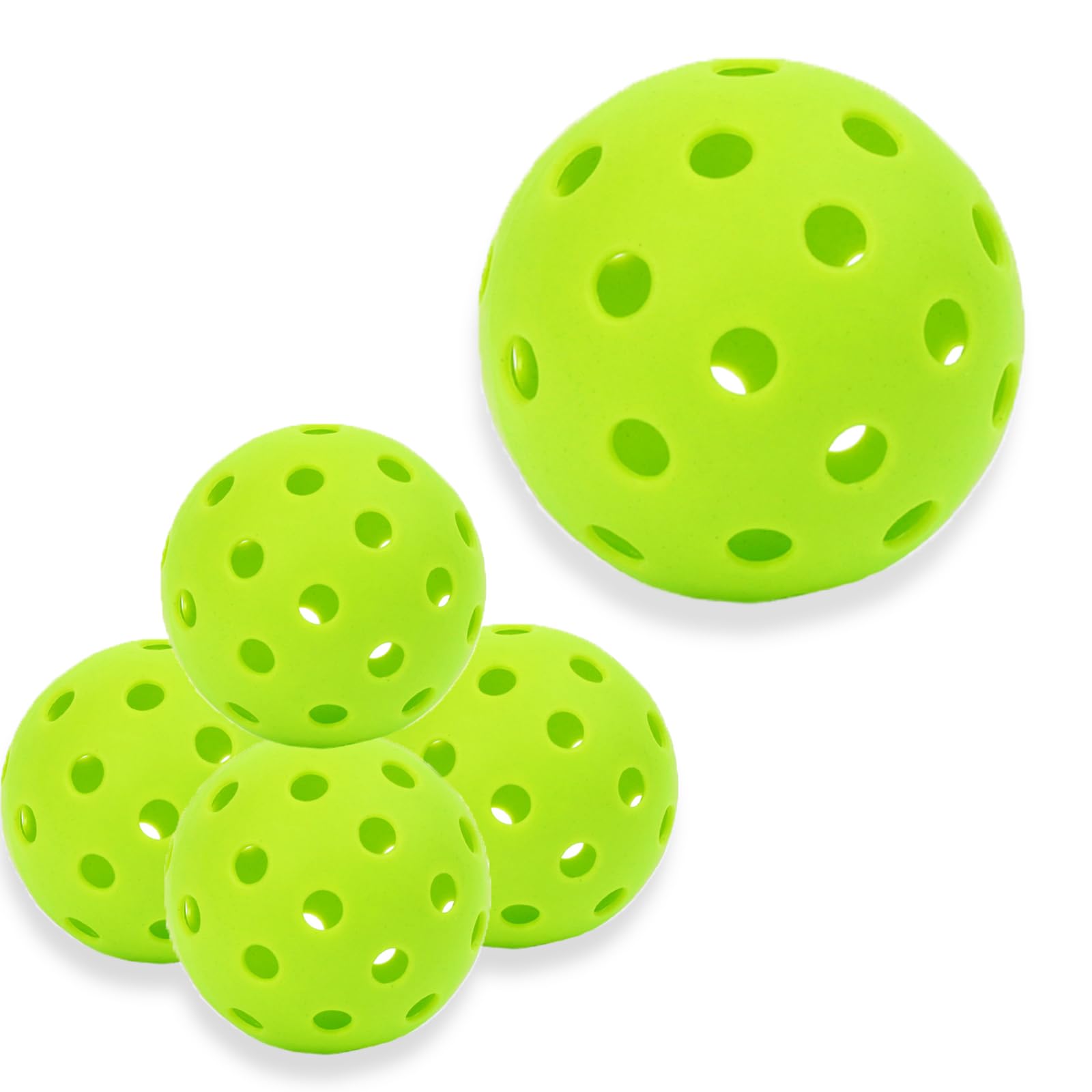 ZQuintuplian 5 PCS Pickleball Balls, Green Pickleball, Pickleball Balls Indoor with 40 Small Precisely Drilled Holes