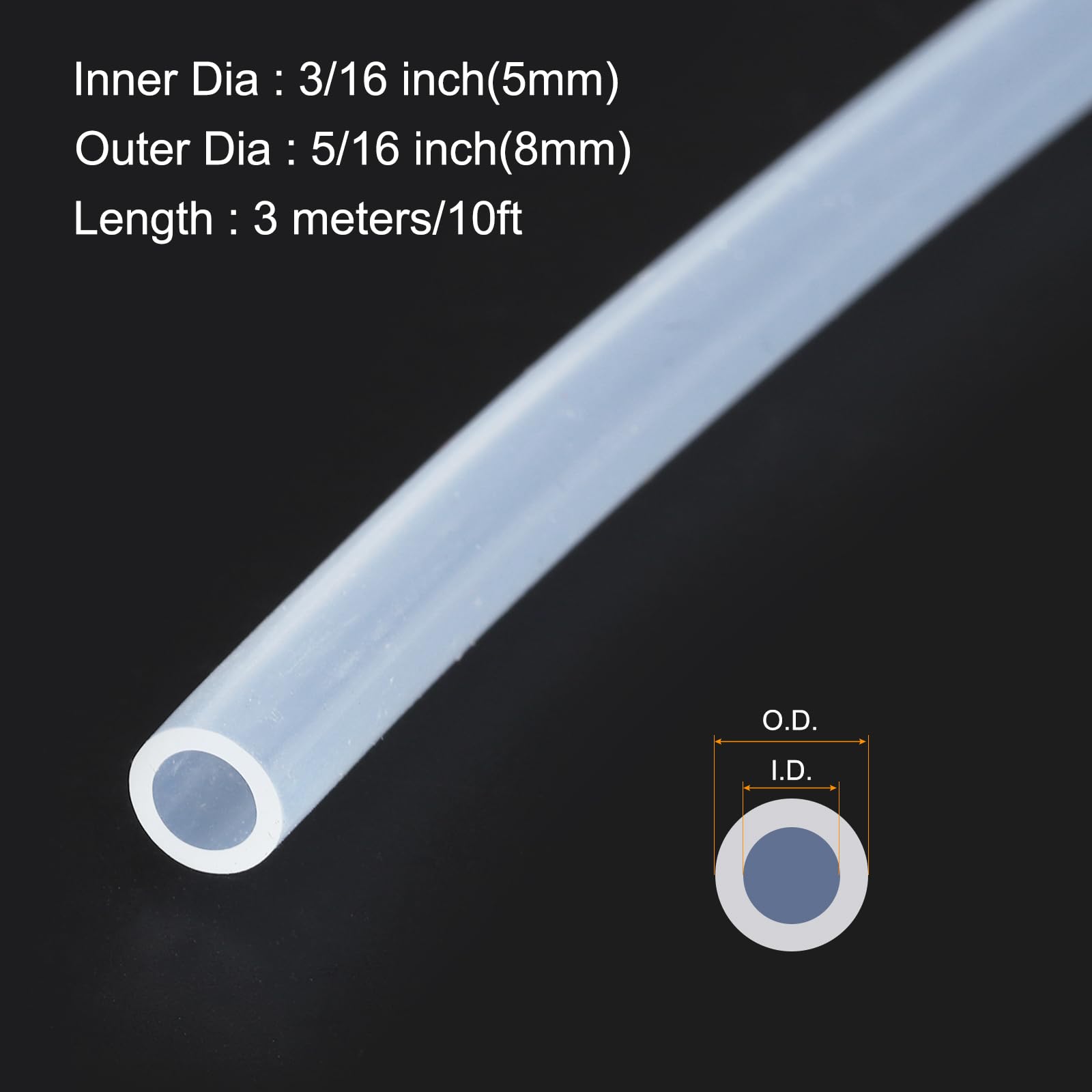 Rebower 10ft Silicone Tubing 5mm ID 8mm OD Clear Industrial Plastic Tubing Pure Silicone Hoses for Pump Siphoning Draining Irrigation Brewing - Image 2