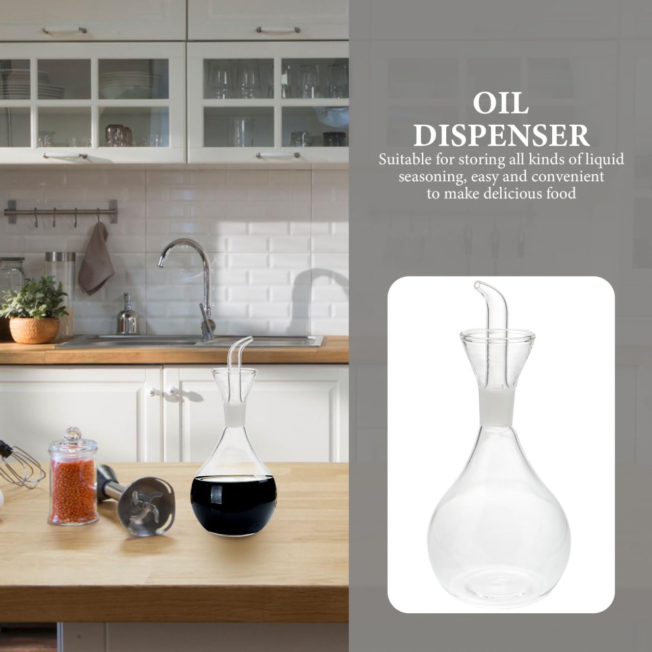 SHOWERORO Glass Sauce Bottle Oil Dispenser Bottle for Olive Oil Vinegar and Seasoning Storage Household Condiment Pot with Stopper for Kitchen Cooking 8.46 X 3.14 X 3.14 in image 5